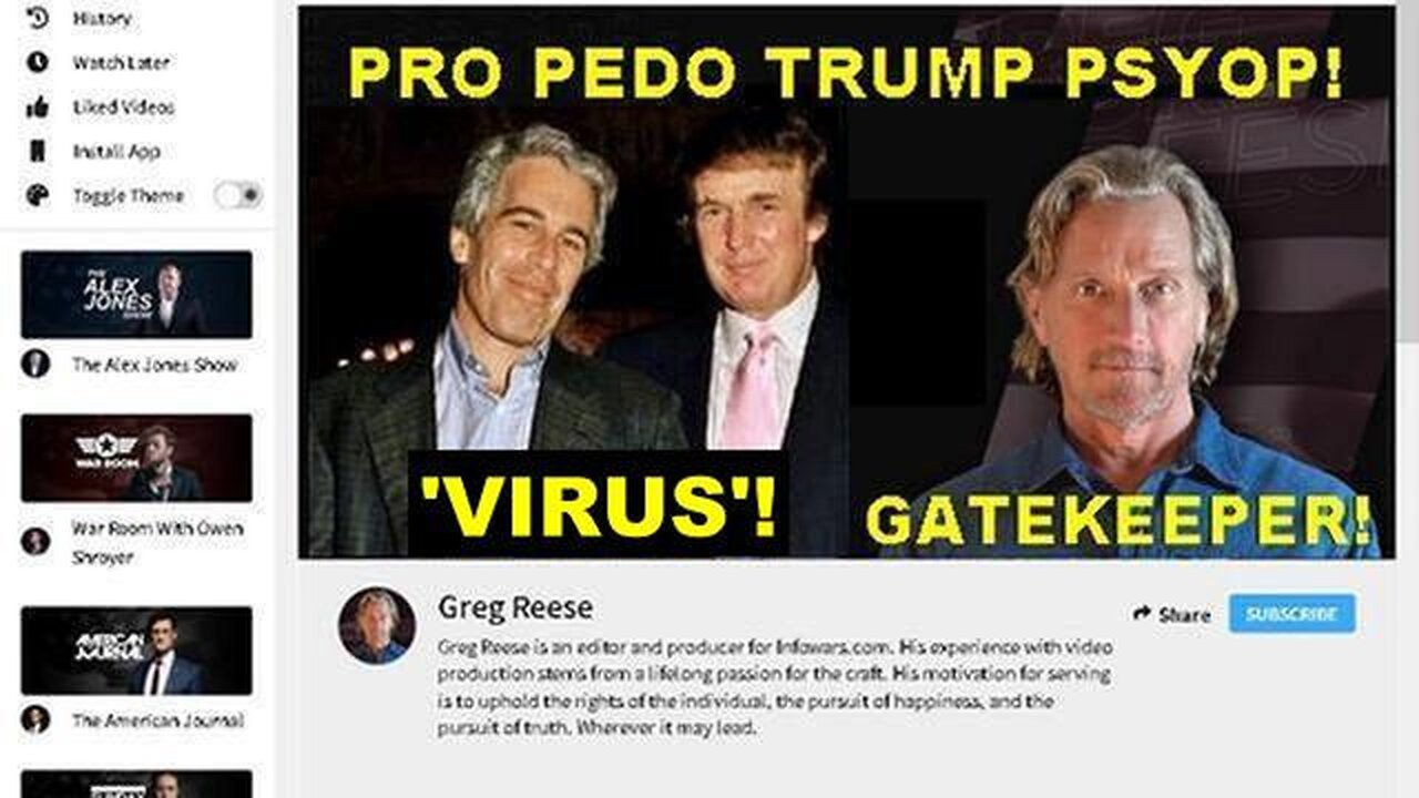 Controlled Opposition Psyop PRO PEDO DONALD TRUMP Greg Reese in Plain Sight!