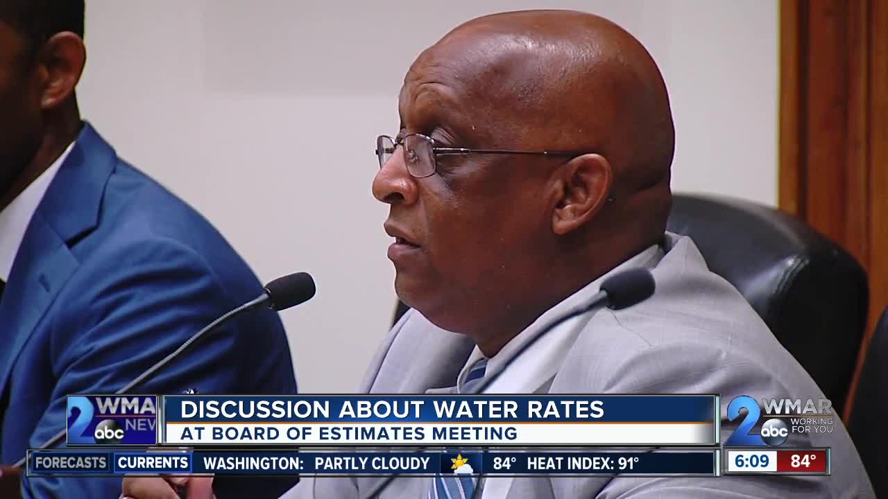 Discussion about water rates at Board of Estimates meeting