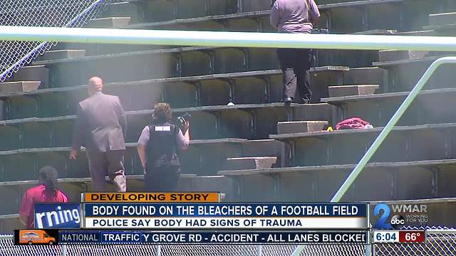 Body found in the bleachers of a football field in Northeast Baltimore