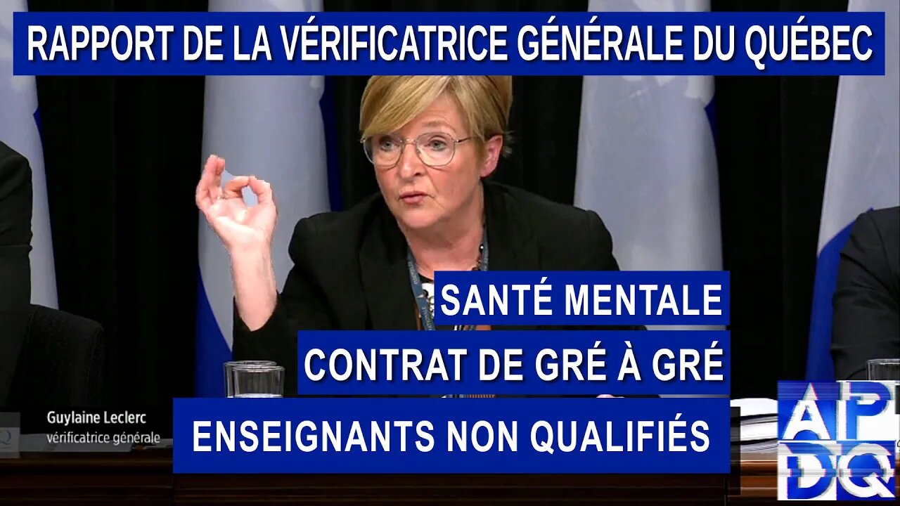 Conférence de presse de Mme Guylaine Leclerc, vérificatrice générale du Québec.