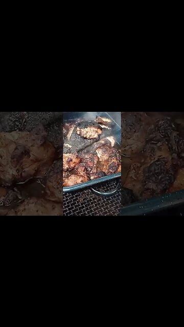 #grillingandchilling pork and chicken and andouille sausage in onions and peppers #food