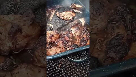 #grillingandchilling pork and chicken and andouille sausage in onions and peppers #food