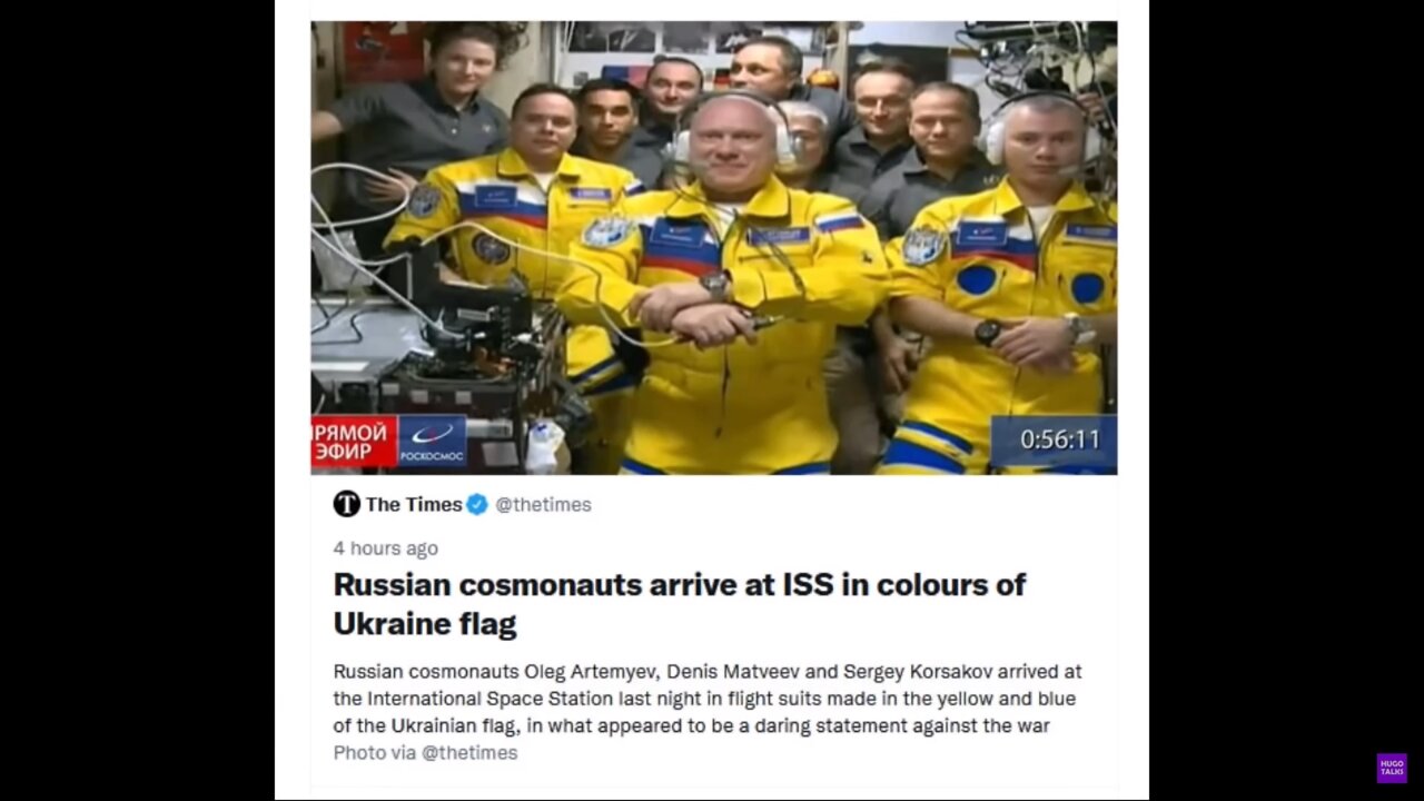 18 march 2022, Yellow and Blue colors of russian astronauts on ISS.