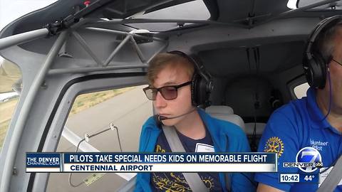 Special needs kids co-pilot flights around Centennial for Challenge Air