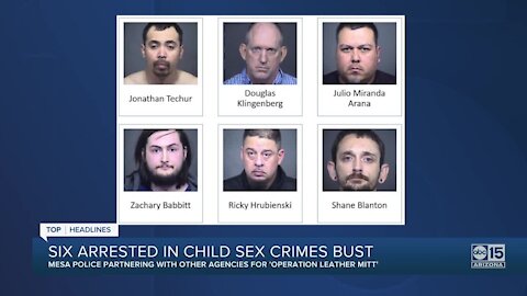 Six arrested in child sex crimes bust