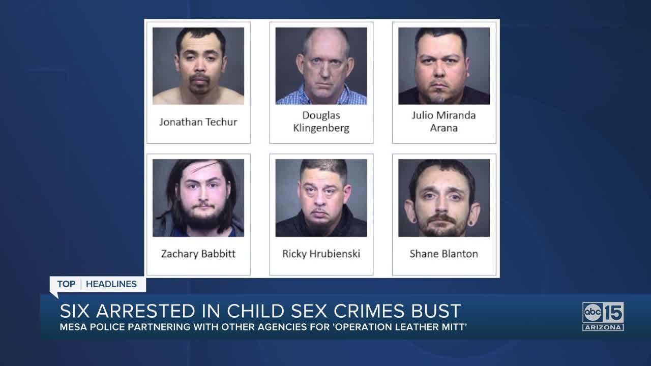 Six arrested in child sex crimes bust