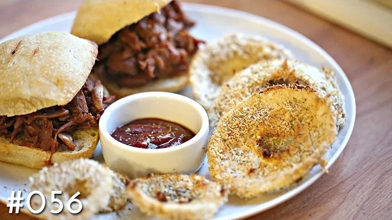 BBQ PULLED PORK & ONION RINGS