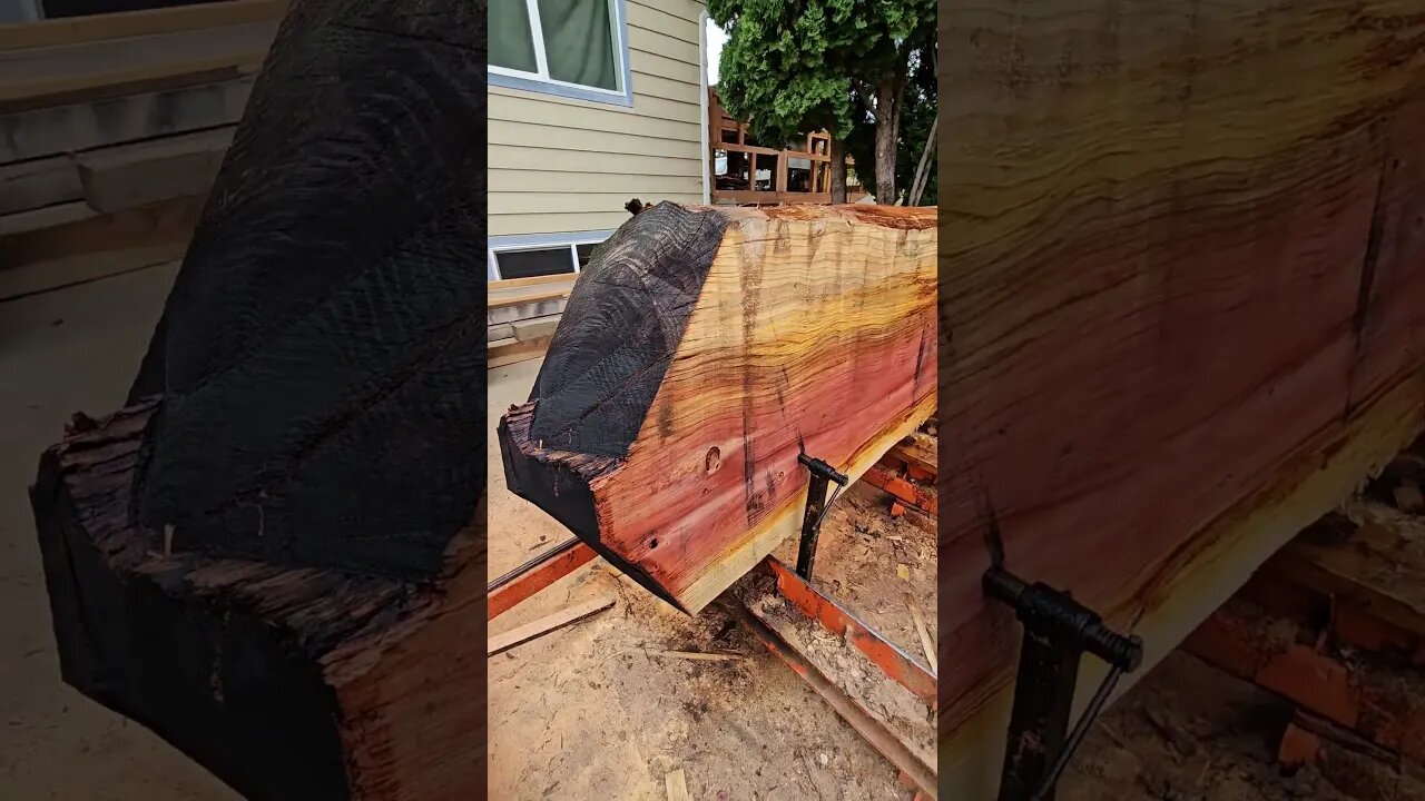 Milling Bookmatched Redwood Slabs on the Woodmizer Sawmill #short #shorts #wickedwoodsnwllc #wood