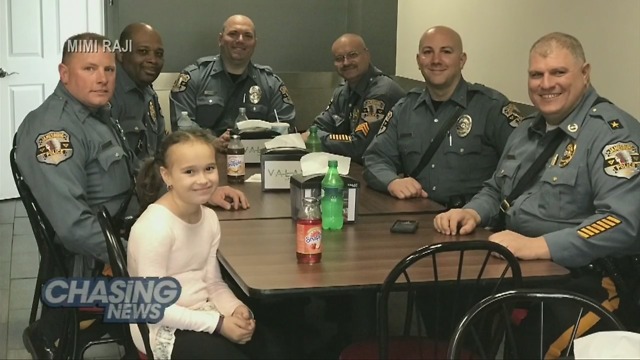 Girl buys meal for officer