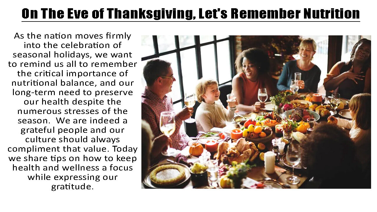 On The Eve of Thanksgiving, Let's Remember Our Nutrition Mission