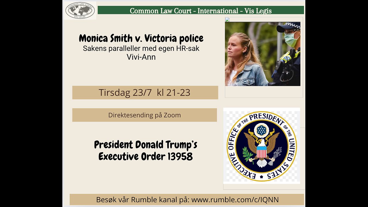 23.7.24: Monica Smit (Australia), Militær hjelp?, Executive Orders USA, Biden, EU m.m.