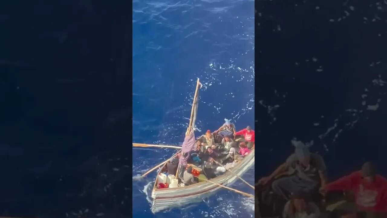 Carnival Cruise ship comes across Cuban rafters in Key West, Florida.