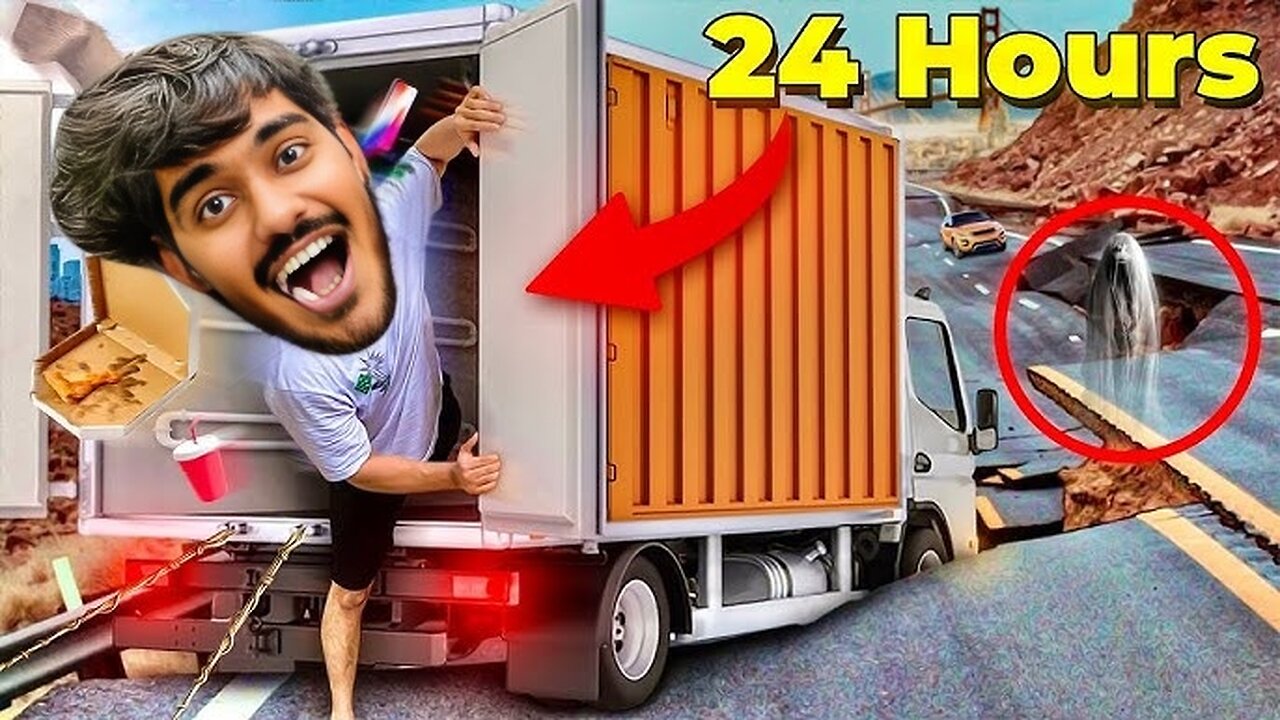 ट्रक में 24 घंटे 😱24hours into truck🚛 living in truck from 24 hours crazy xyz 🔥