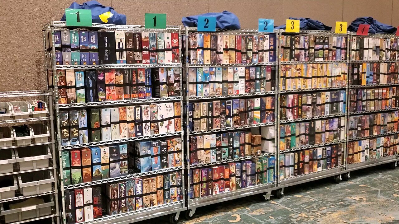 Boardgame library at Dice Tower Retreat 2024