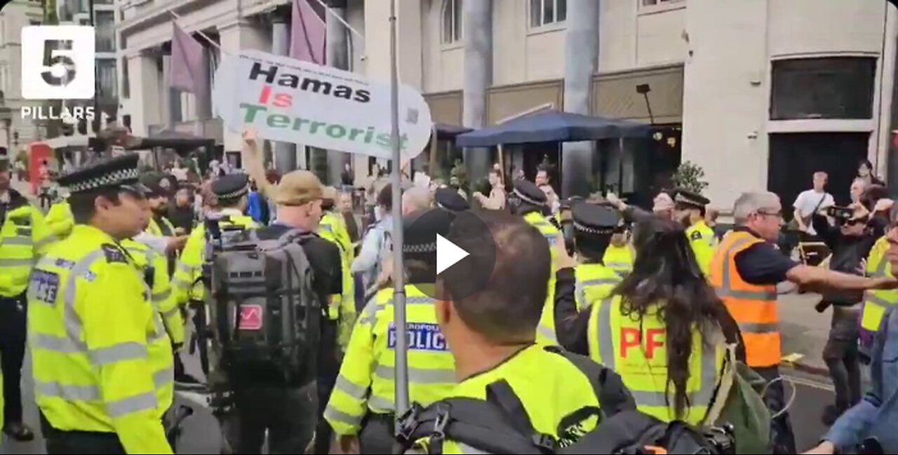 British man arrested for holding up a sign that states "Hamas is Terrorist."