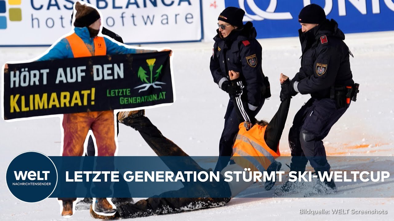 GURGL: LETZTE GENERATION stürmt Ski-Weltcup in Tirol und beschmieren Schnee mit Farbe