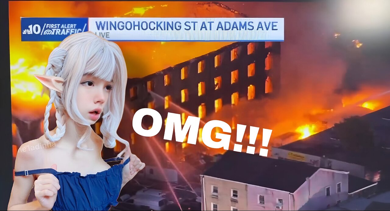 🇺🇲 | A massive fire engulfs a four-story building in the Frankford residential area of Philadelphia.