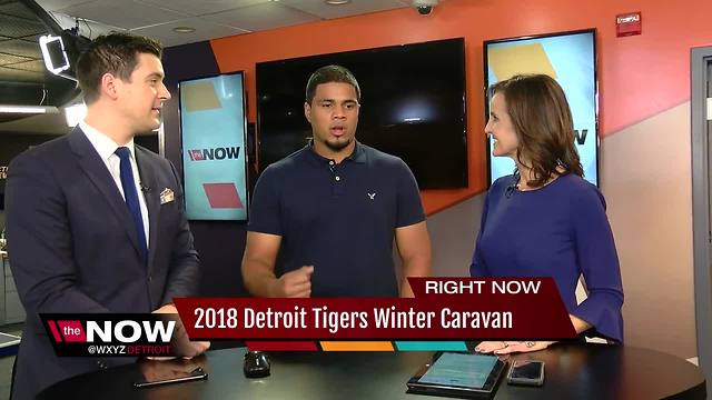 Tigers third baseman Jeimer Candelario joins JoAnne Purtan and Brad Galli in WXYZ Detroit studio