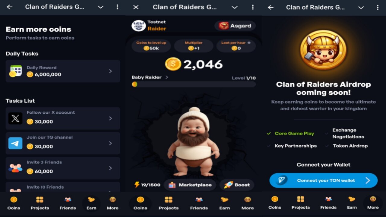 Clan Of Raiders Game | Tap2Earn ,Complete Tasks & Boost Your Earnings | New Telegram Mining Bot