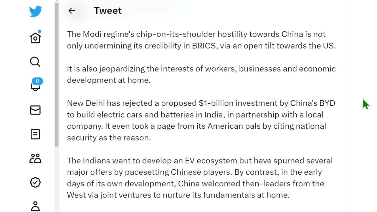 新德里拒絕了中國比亞迪投資10億美元在印度生產電動汽車和電池的提議