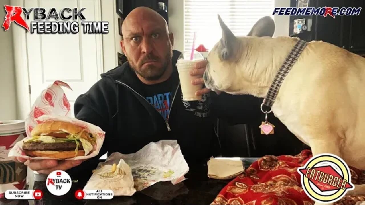 Ryback Feeding Time: FatBurger Impossible Burger with Fries & Vanilla Shake + Sophie & Lil Guy