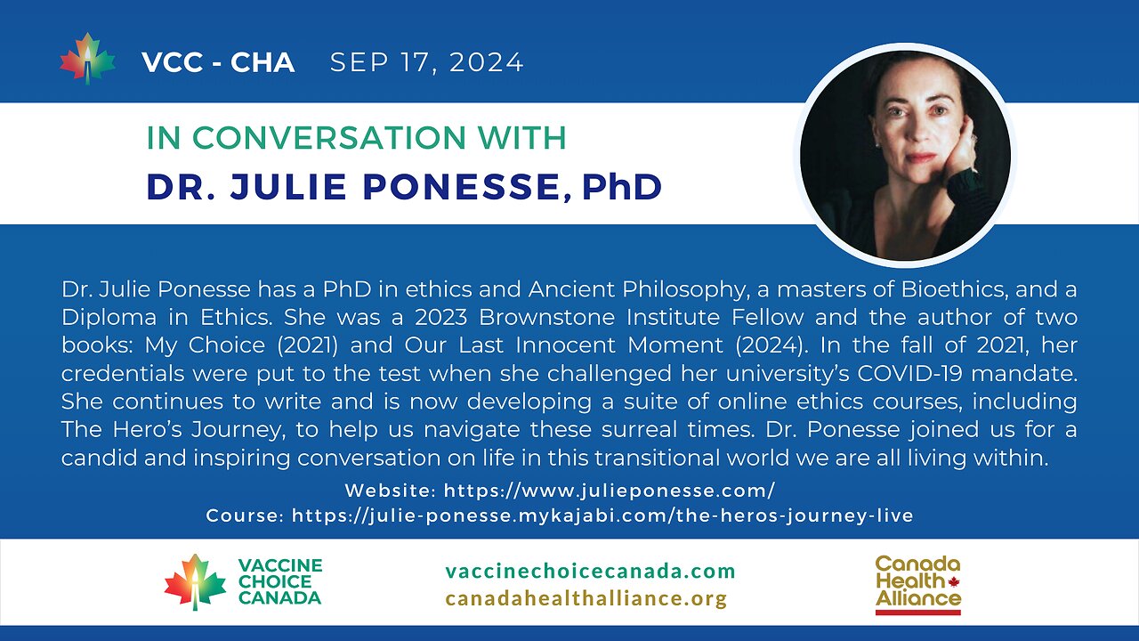 Dr. Julie Ponesse, PhD & Author of “My Choice” and “Our Last Innocent Moment"