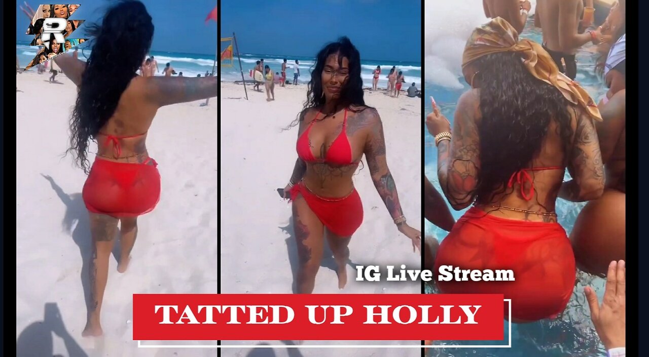 Tatted Up Holly Twerking on vacation with the girls