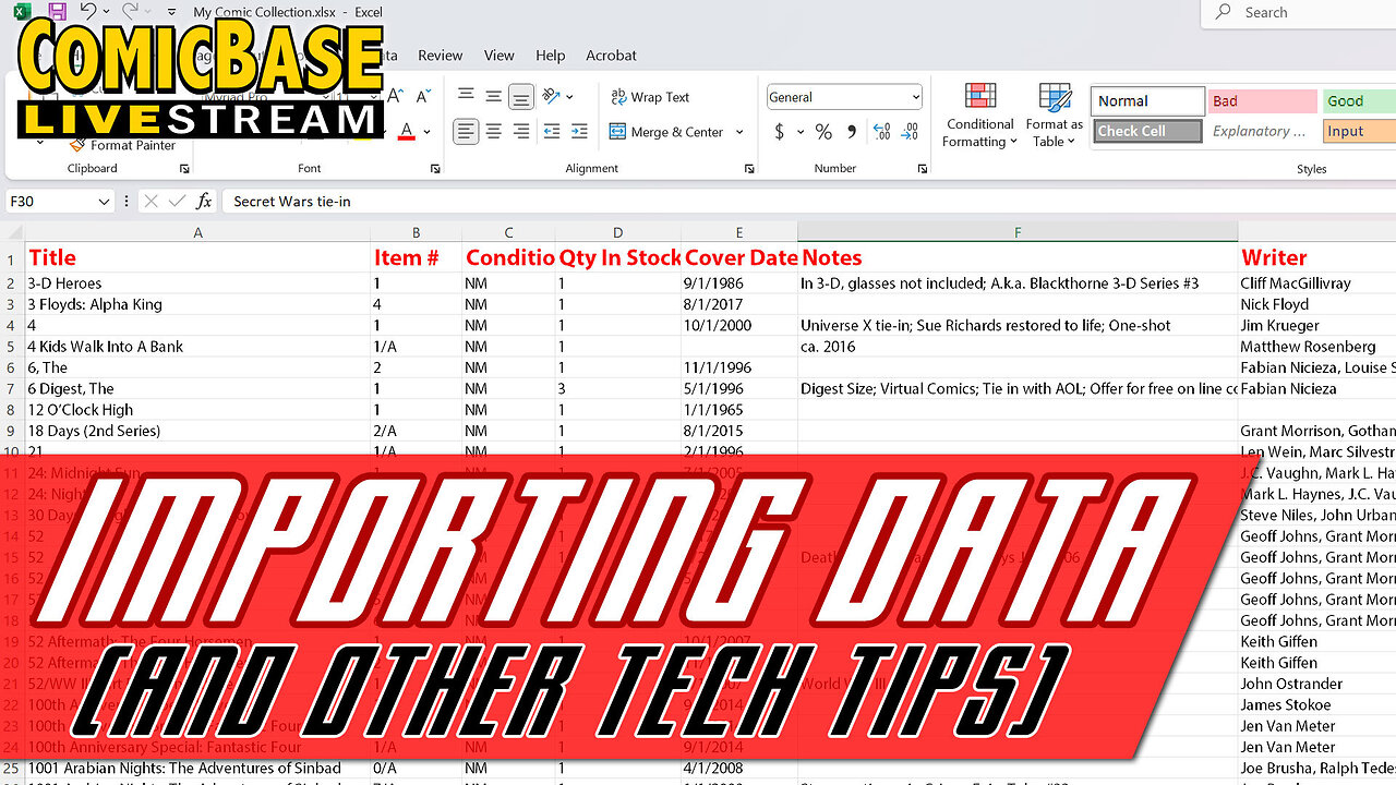 Notify me Importing Data From Other Program (And Other Tips) - ComicBase Livestream #185