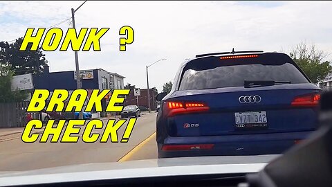 GUY GETS OFFENDED OVER HONK AND BRAKE CHECKS | Road Rage USA & Canada