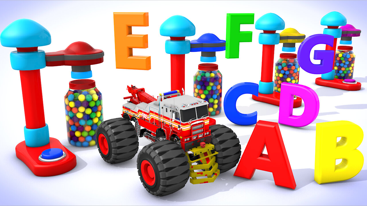 Learn ABCD With Monster Fire Truck For Kids