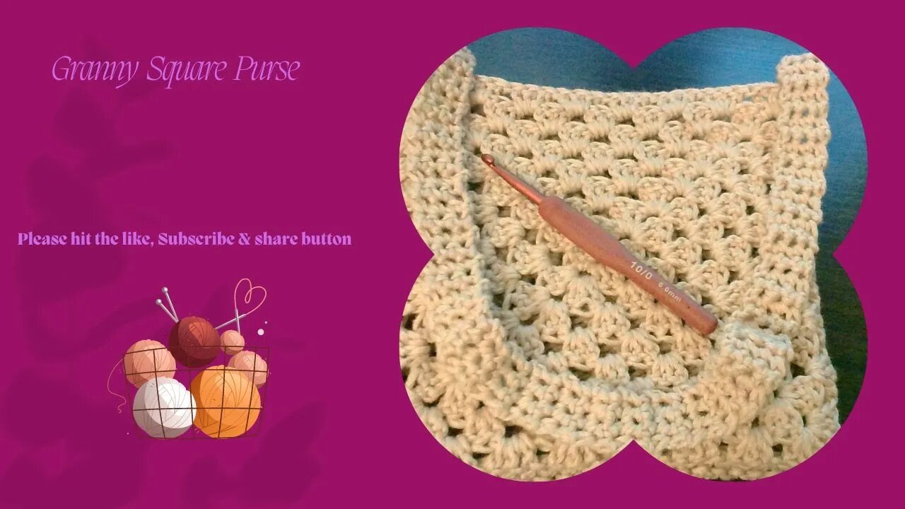 Right handed granny square purse.