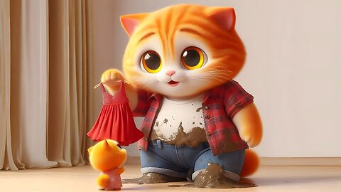 The Orange Cat is Working for its Kitten's 🐱 dress👗 #cat #cute #socutekitty #aicats #cats #ai