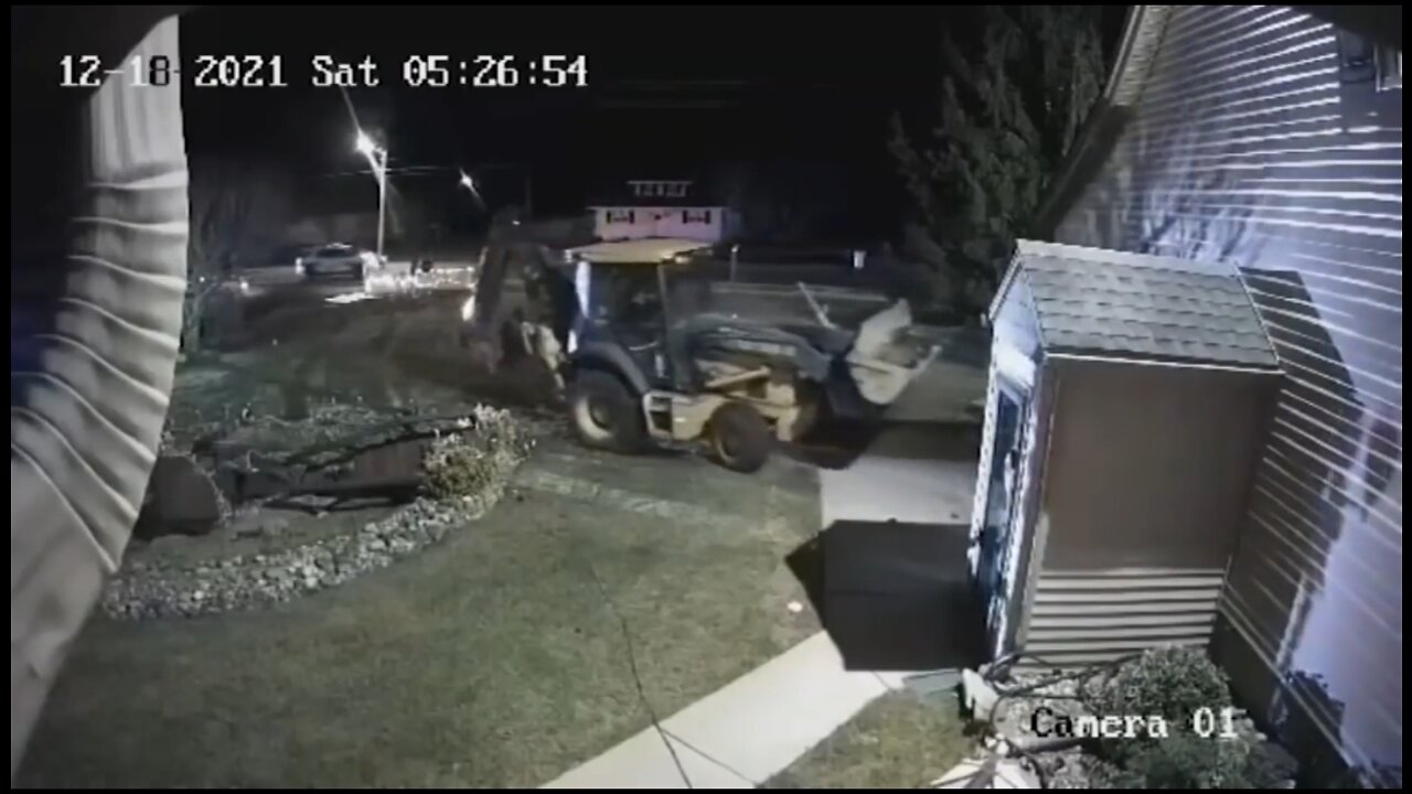 Shocking: Man In Backhoe Plows Into Houses & Cars Before Being Fatally Shot