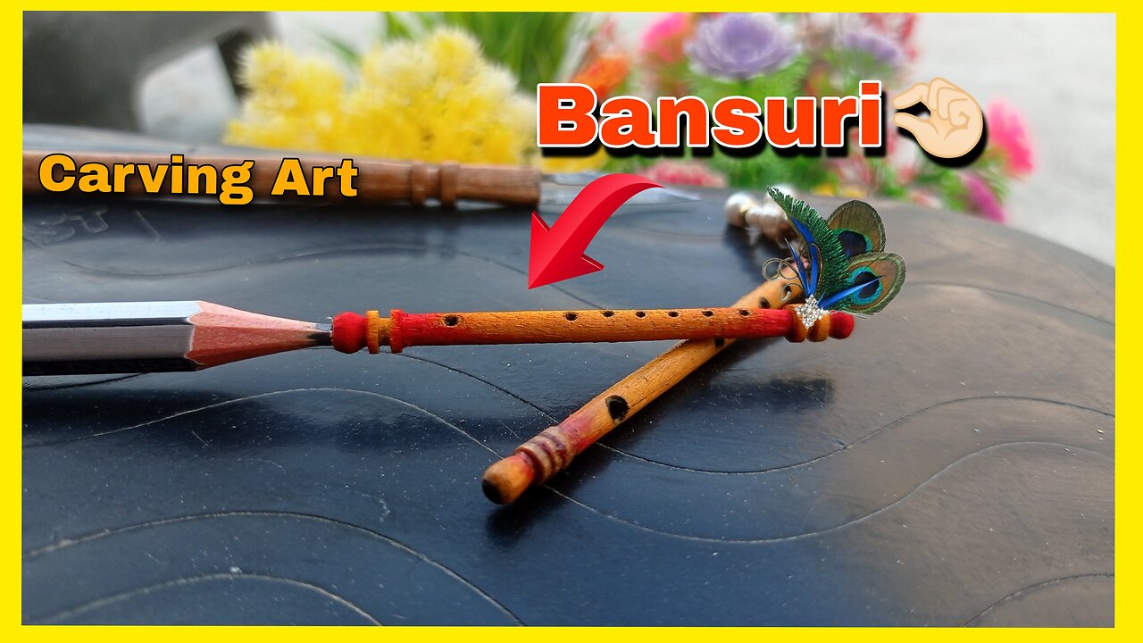 I Carve A Bansuri From A Pencil | Krishna Janmashtami Special 🤩🙏🏻 | Pencil Carving Art