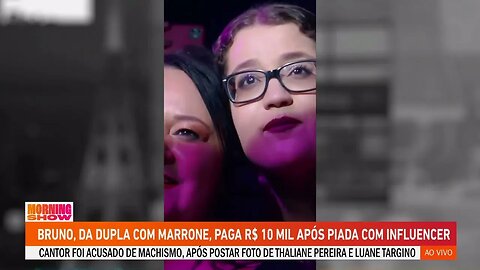 Canto Bruno paga R$ 10 mil após piada com a influencer Thaliane Pereira