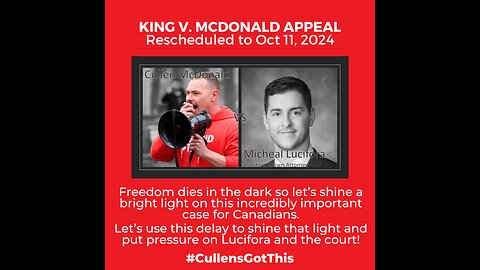 CALL TO ACTION TO ATTEND THE APPEAL OF CULLEN MCDONALD FRI, OCT 11th