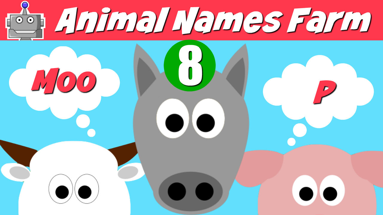 Animal Names 4 - Donkey, Cow, Pig, Cat, Goat, Horse, Dog, Frog