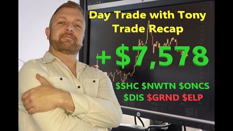 Day Trade With Tony Day Trade Recap +$7.5k $SHC $NWTN $ONCS $DIS $GRND & $ELP
