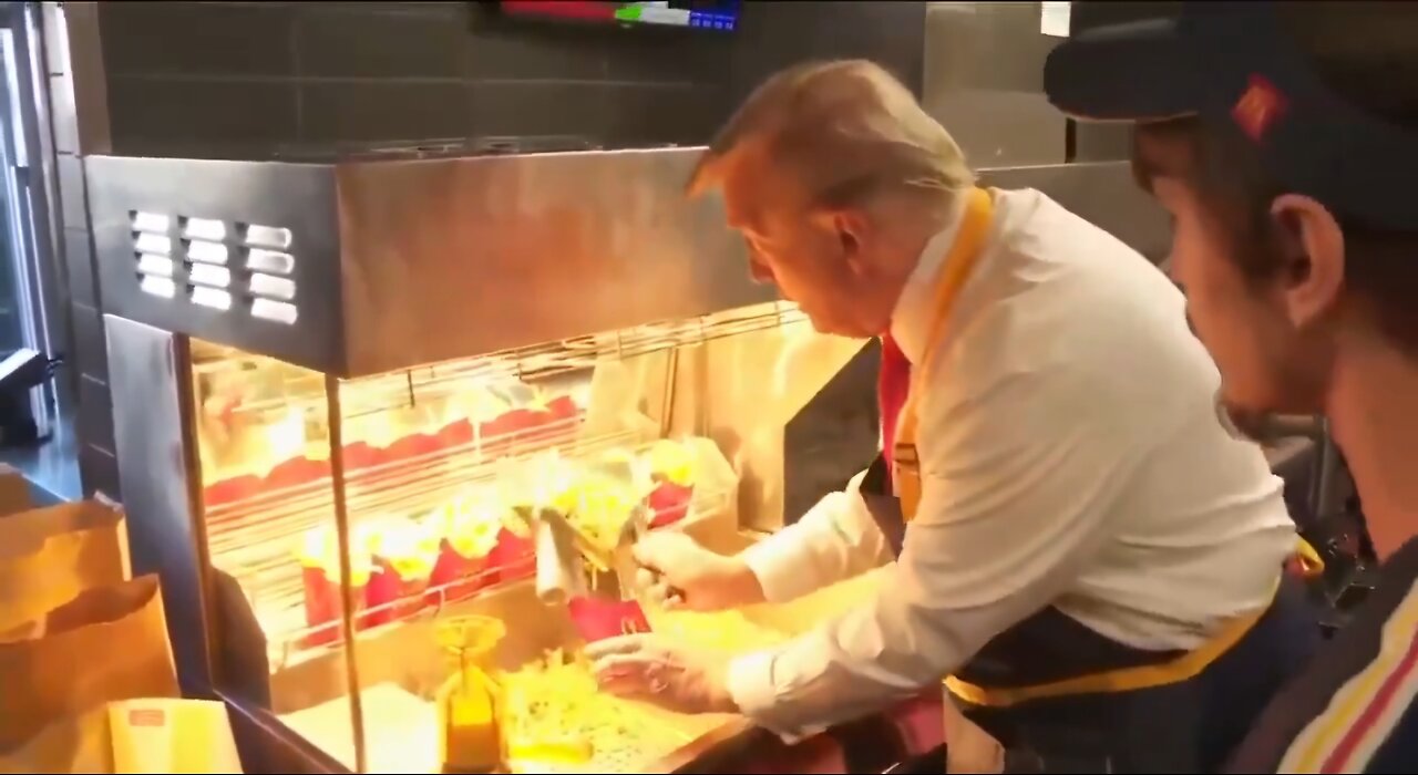 Trump Works The Fry Cooker At McDonald's