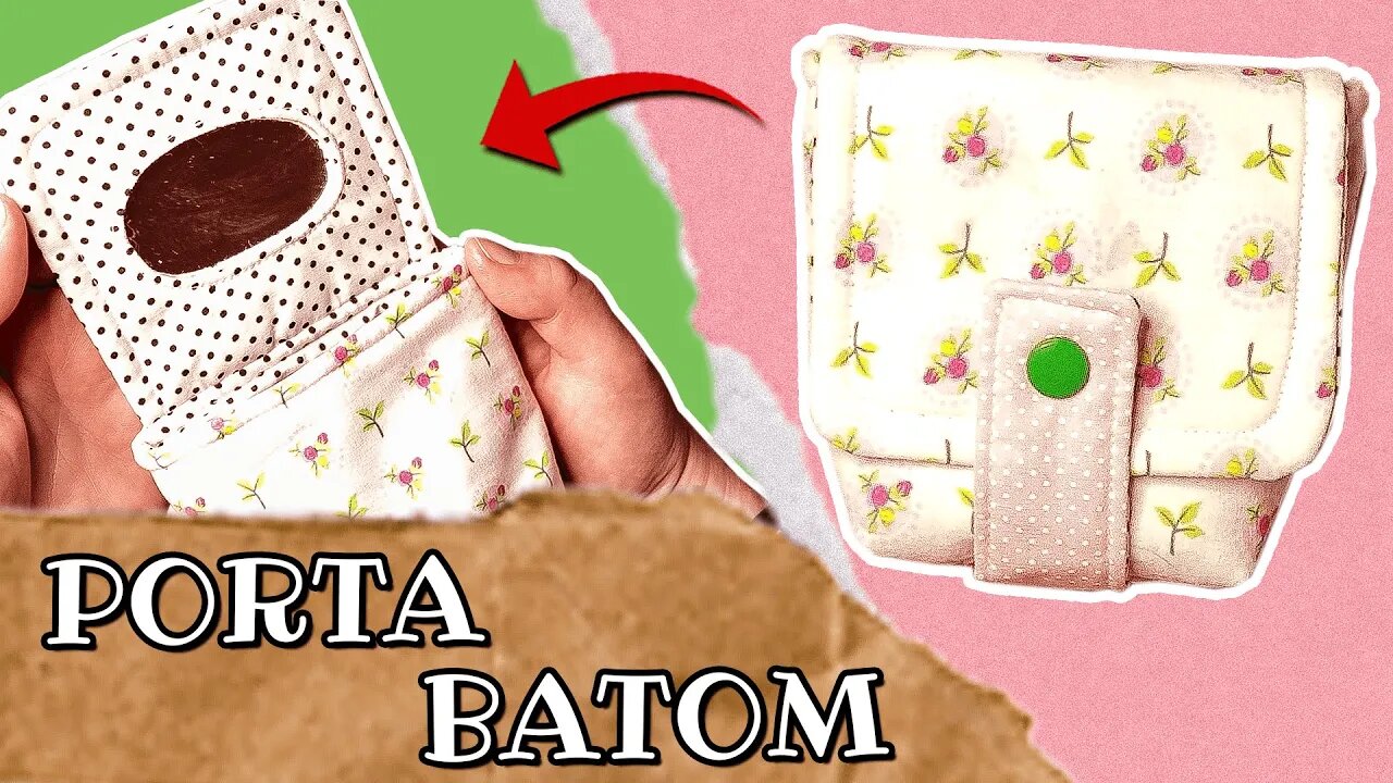 Costurei um PORTA BATOM em TECIDO com ESPELHO / Porta batom - Passo a passo