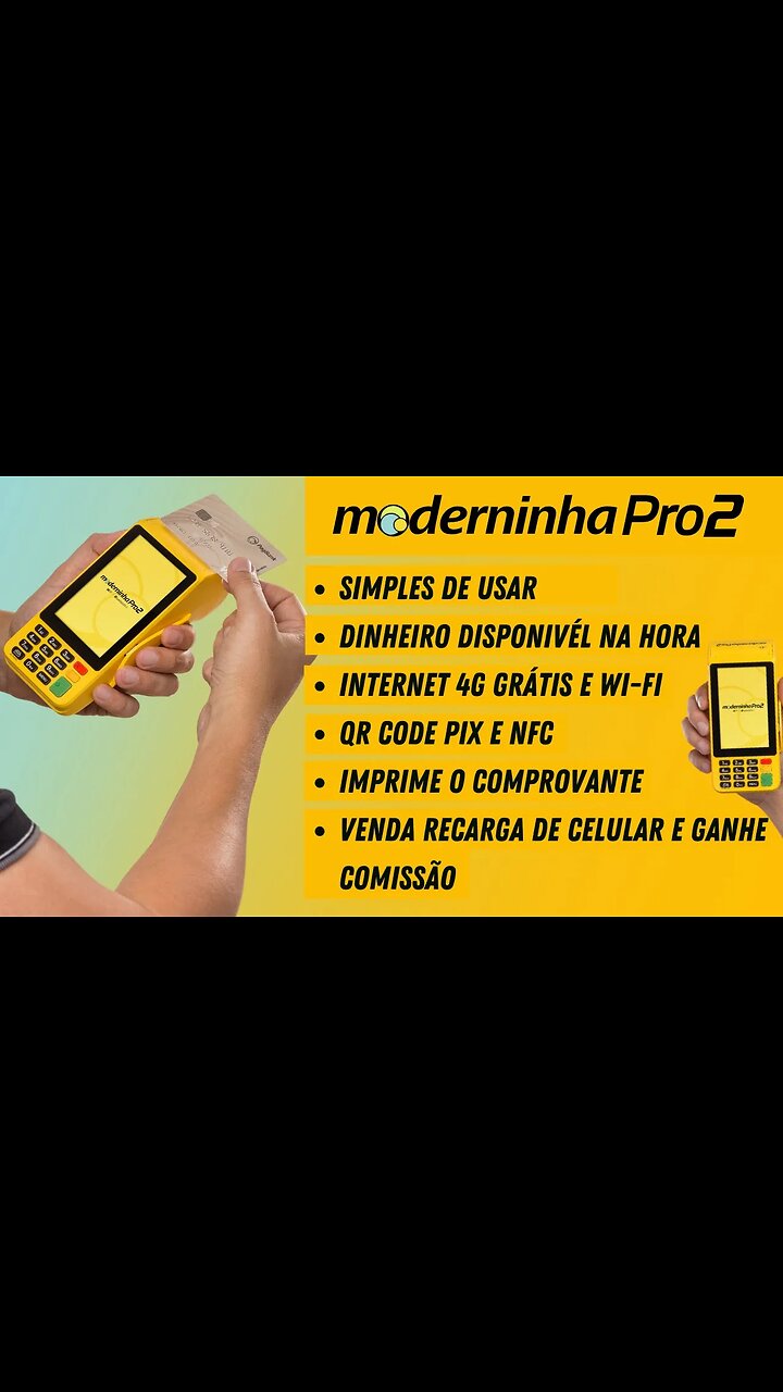 Moderninha Pro 2 da PagSeguro, fácil de usar, focada em vendas e com internet 4G grátis!