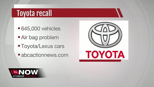 Toyota recalls 645,000 vehicles worldwide; air bags may not inflate