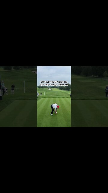 Trump teeing off at the LIV Golf Pro-Am #shorts #trump #donaldtrump #livgolf