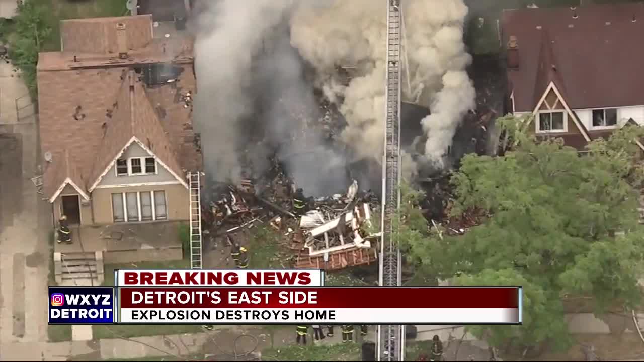 Emergency crews on the scene of house explosion on Detroit's east side