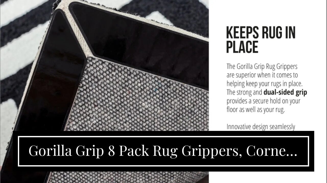 Gorilla Grip 8 Pack Rug Grippers, Corners and Sides, No Curl Corners or Side Bunch, Dual Sided...