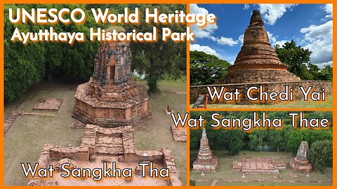 Wat Chedi Yai and Wat Sangka Thae - Ayutthaya Histoeical Park With Drone Footage - Thailand 2024