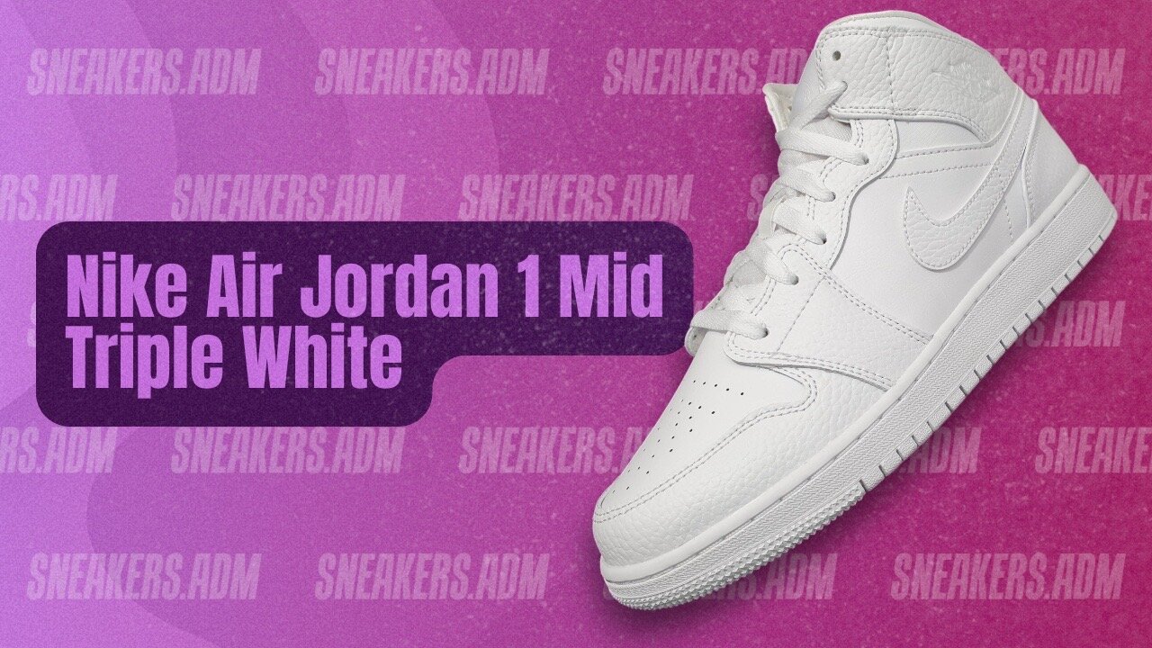 Nike Air Jordan 1 Mid Triple White (GS) - 554725-130 - @SneakersADM