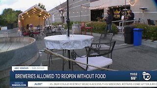 Breweries allowed to reopen outdoors without food service