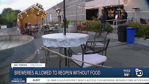 Breweries allowed to reopen outdoors without food service