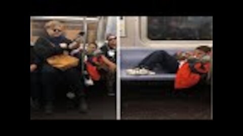 Kid Refuses To Move His Legs On A Subway, Someone Captures His Reaction When A Guy Sits On Them